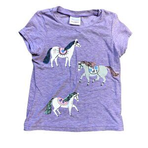 Hanna Andersson Sunblock UV Art‎ Tee Horse Graphic Girls Size 6-7 Short Sleeve